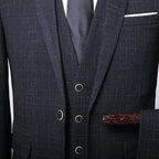 Tailor Make Men's Suit Blue Single Breasted Suit Customized Make 3pcs Suit