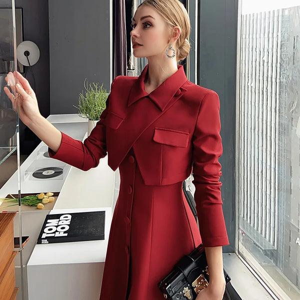 Tailor Shop Custom French Style Celebrity Style Waistcoat Dress Coat Two-piece Female