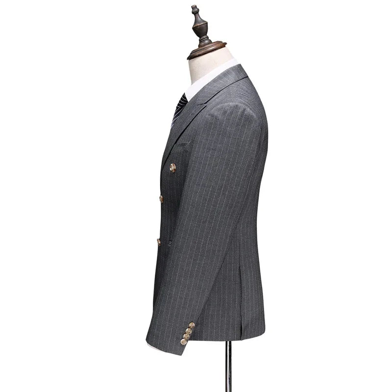 Tailor Shop Custom Grey Formal Slim Fitting Business Groom Wedding Suit