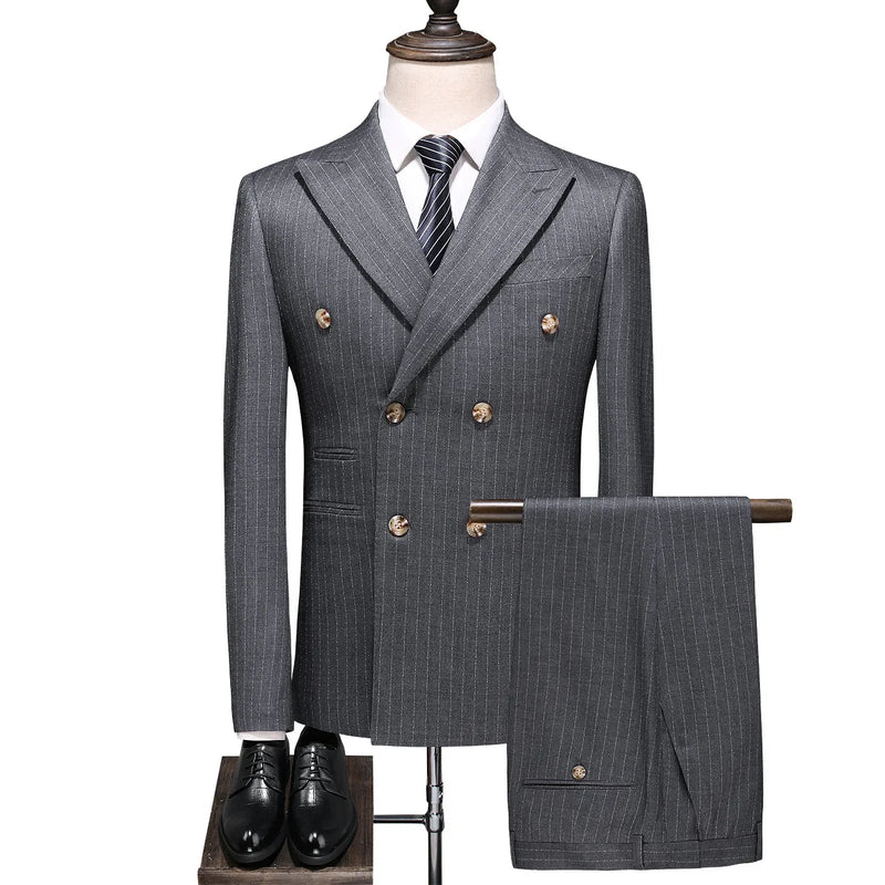 Tailor Shop Custom Grey Formal Slim Fitting Business Groom Wedding Suit
