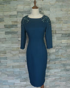 Tailor Shop Custom Made Groom Mother of Bride Dress Embellished Cocktail Quinceanera Homecoming Cold-Shoulder Capelet Lace