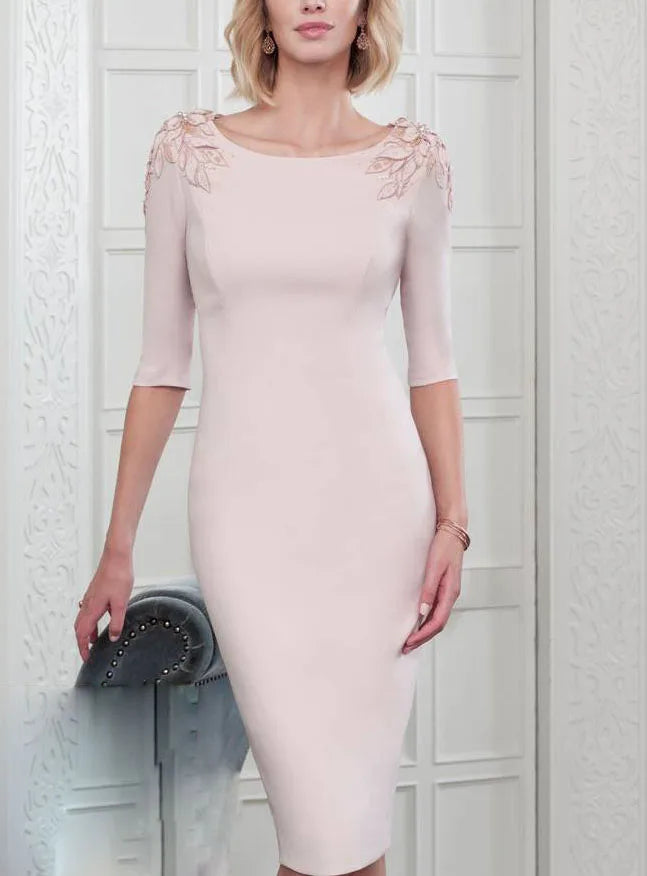 Tailor Shop Custom Made Groom Mother of Bride Dress Embellished Cocktail Quinceanera Homecoming Cold-Shoulder Capelet Lace