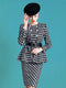 Tailor Shop Custom Made  Mother of The Bride Gown Outfit for Wedding Wool Black White Houndstooth Jacket Skirt Suit