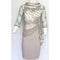 Tailor Shop Custom Made Sequin Outfit Elegant Leaves Lace Drop Neck Dark Champagne Formal Gown Plus Size Dress