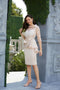 Tailor Shop Custom Made Sequin Outfit Elegant Leaves Lace Drop Neck Dark Champagne Formal Gown Plus Size Dress