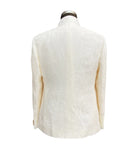 Tailor Shop Custom Single Breasted Printed Off White Gentleman Groom Wedding Suit