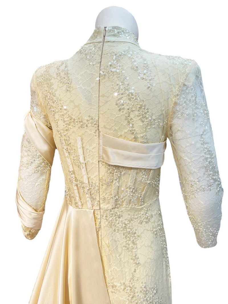 Tailor Shop Customized Elegant Off White Lace Long Dress Princess Evening Dress