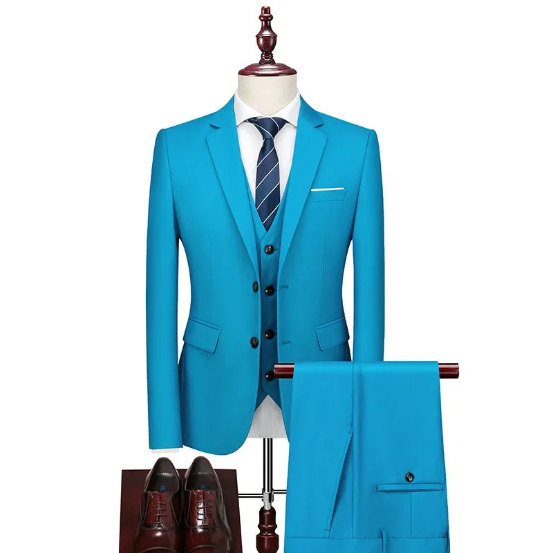 Tailor Shop Customized Wedding Office Suit High Quality 3 Piece Slim Fit Plus Size Men's Banquet Dress Set