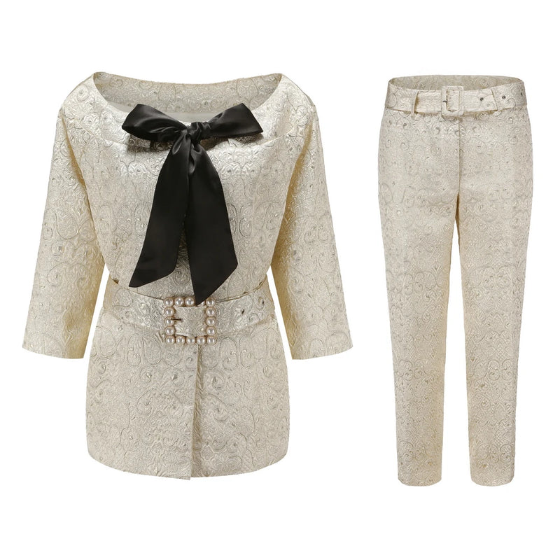 Tailor Shop Made Beige Blazer for Wedding Trouser Suits Outfit Mother of The Bride Pants Suits for Weddings