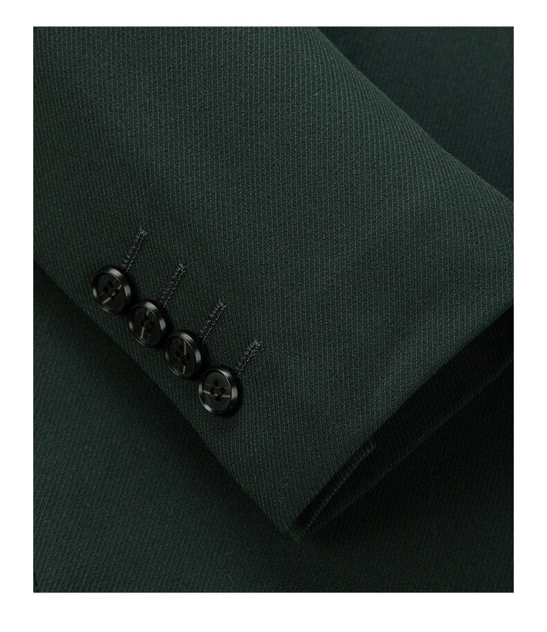 Tailor Shop Men's British Style Groom Wedding Suit Slim Fit Business Casual Custom Double-breasted Dark Green Suit