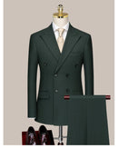 Tailor Shop Men's British Style Groom Wedding Suit Slim Fit Business Casual Custom Double-breasted Dark Green Suit