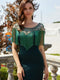 Tailor Shop Mother of Bride Dresses Emerald Green Beads Tassel Elegant Occasion Wear Black Formal Bling Evening Gowns