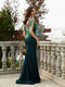 Tailor Shop Mother of Bride Dresses Emerald Green Beads Tassel Elegant Occasion Wear Black Formal Bling Evening Gowns