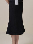 Tailor Shop Retro Slim and  classic black Winter tweed Light Luxury Top and fishtail Skirt Semi-Formal outfit