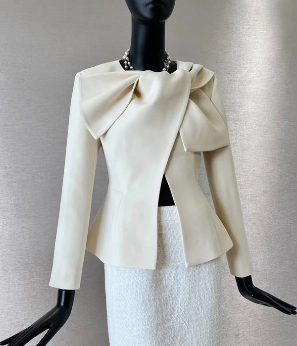 Tailor Shop Slim Classic Cream Crepe Bow Neck Bride Long-sleeved Only Jacket