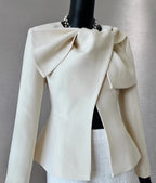 Tailor Shop Slim Classic Cream Crepe Bow Neck Bride Long-sleeved Only Jacket