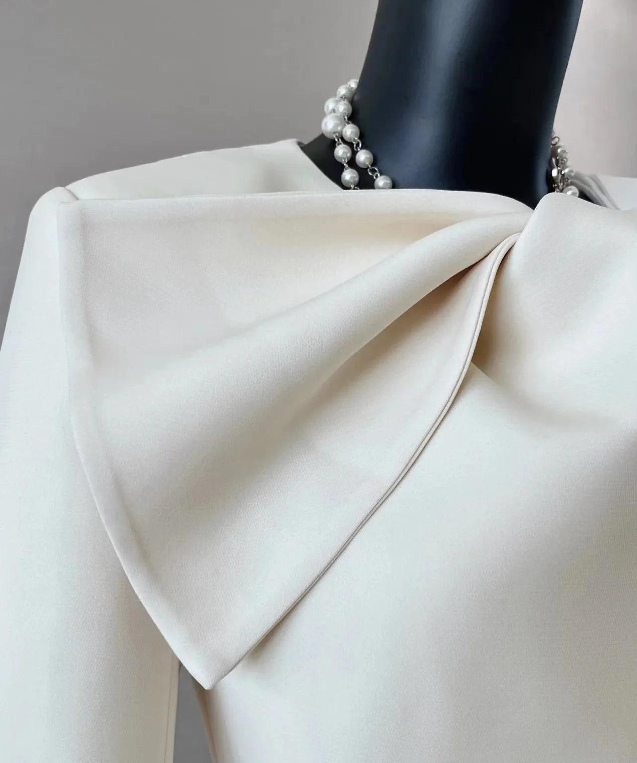 Tailor Shop Slim Classic Cream Crepe Bow Neck Bride Long-sleeved Only Jacket