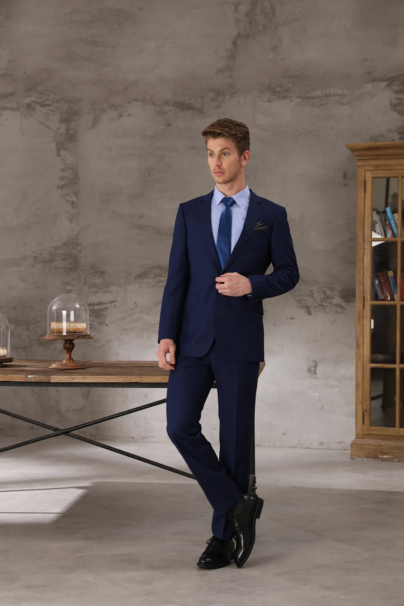 Tailor Shop Tailor Made High Quality Wool Cashmere Dark Blue Corporate Business Suit