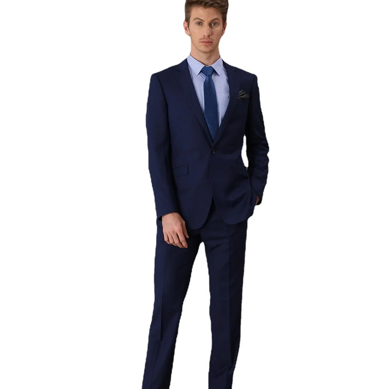 Tailor Shop Tailor Made High Quality Wool Cashmere Dark Blue Corporate Business Suit