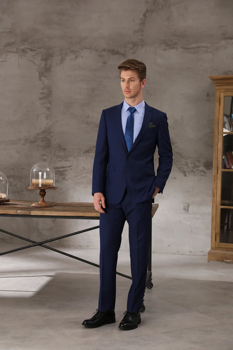 Tailor Shop Tailor Made High Quality Wool Cashmere Dark Blue Corporate Business Suit