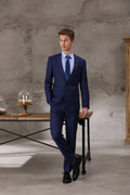 Tailor Shop Tailor Made Wool Cashmere Slim Dark Blue Groom Wedding Suit