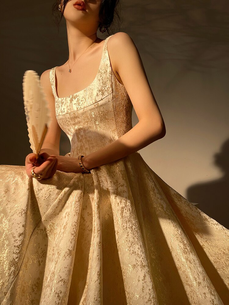 Tailor Shop Tailor-made French Style Light Luxury High Quality Jacquard Heavy Work Waistband Dress