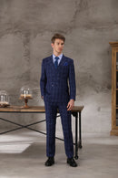 Tailor Shop Tailor-made Men's High Quality Wool Cashmere Blue Stripe Slim Business Three Suits