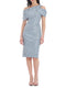 Tailor Shop Mother of Bride Blue Formal Gown Floral Jacquard Sheath Ruched Dress Plus Size Short Wedding Dresses  Knee Length