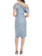 Tailor Shop Mother of Bride Blue Formal Gown Floral Jacquard Sheath Ruched Dress Plus Size Short Wedding Dresses  Knee Length