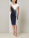 Tailor Shop Mother of Bride Outfit Navy and White Combin Dress