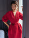 Tailor Shop Spring Red Tweed Dress Female Light Semi-Formal Dresses Raglan Sleeves Designer Dress Autumn Dress