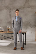 Tailor-made High Quality Worsted 150's Wool Green and Organ Check Suit Men Double Breast Reverse Collar Suit