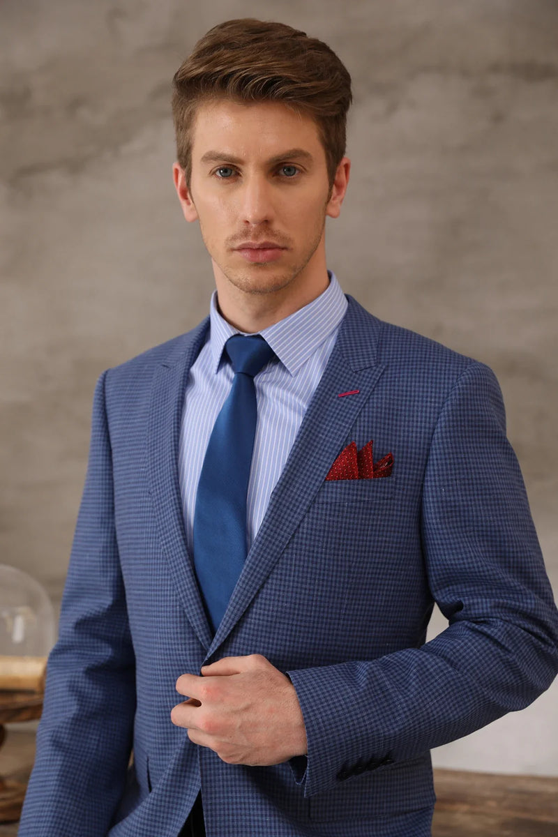 Tailor-made High-quality Wool Cashmere Business Casual Blue Suit Groom Wedding Dress Three-piece Suit