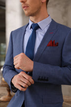 Tailor-made High-quality Wool Cashmere Business Casual Blue Suit Groom Wedding Dress Three-piece Suit