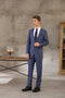 Tailor-made High-quality Wool and Cashmere Business Office Blue Single-breasted Plaid Suit