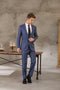 Tailor-made High-quality Wool and Cashmere Business Office Blue Single-breasted Plaid Suit