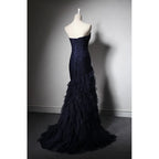 Tailor Made Mother of The Bride Dresses Evening Cocktail Prom Bridesmaid Celebrity-Inspired Navy Blue Weave Tulle Layers Dress