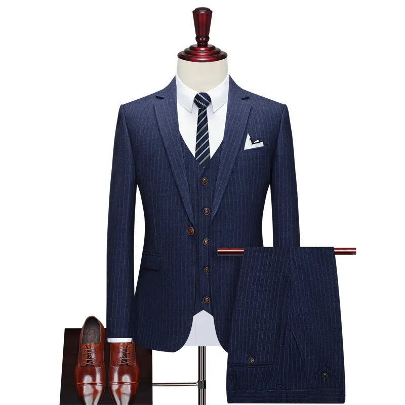 Tailored Men's Formal Attire Slim Fitting Temperament Groom's Wedding Suit Set