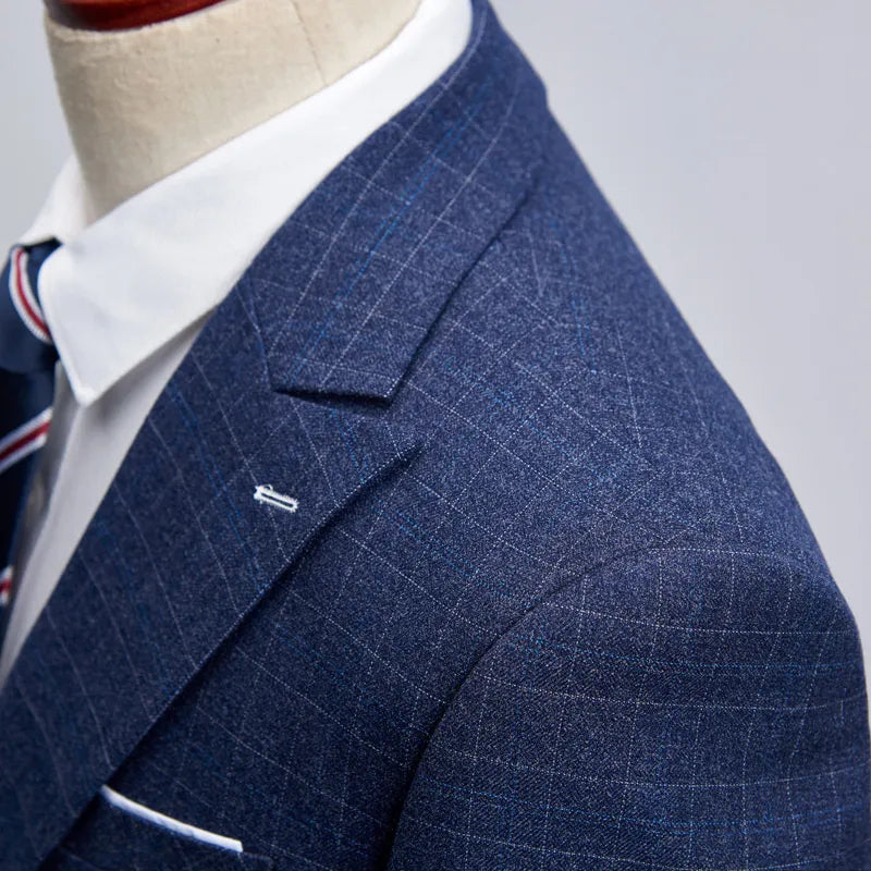 Tailored Professional Business Office Suit for Men's Single Breasted Wedding Dress