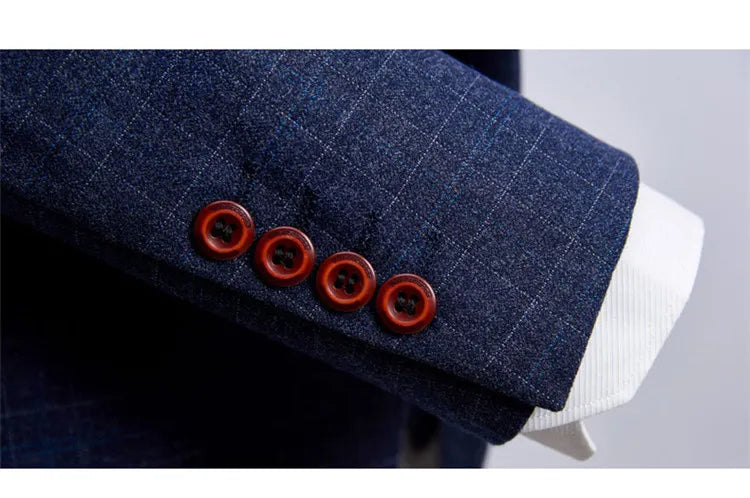 Tailored Professional Business Office Suit for Men's Single Breasted Wedding Dress
