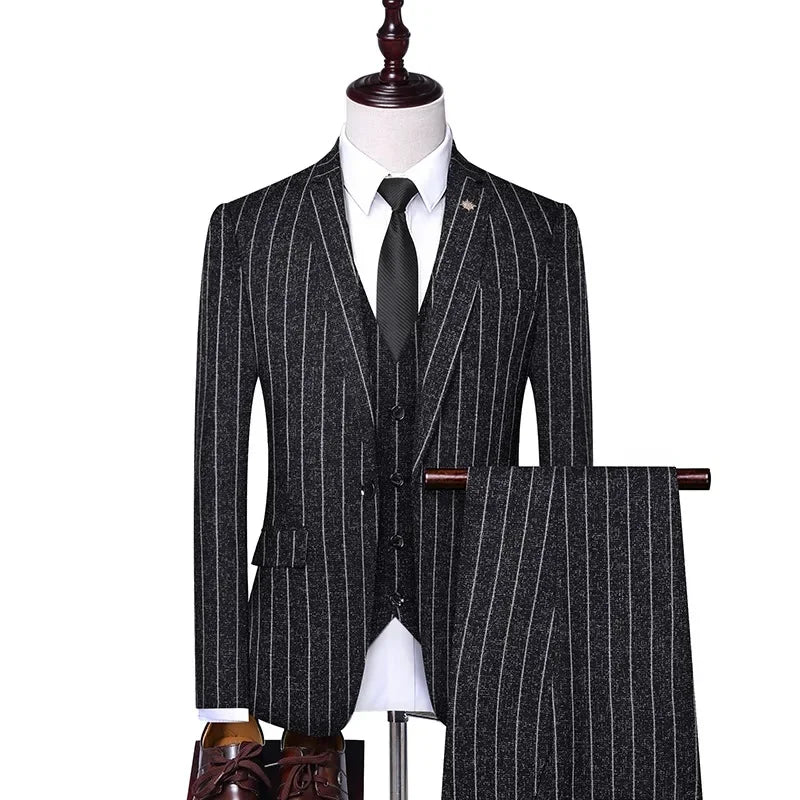 Taylor Make Solid Business Stripe Gentleman Suit Wedding Groom Suit