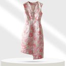 Temperament Diamond Studded V-neck Sleeveless Vest Skirt French Business Commuting Dress with Irregular Hip Wrap Skirt