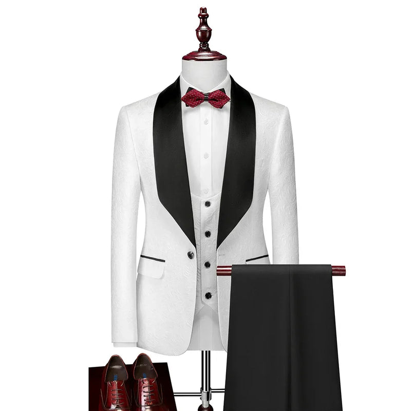 Temperament Slim Fit Men's Business Casual Set Wedding Groom Clothing Set Three Piece Set