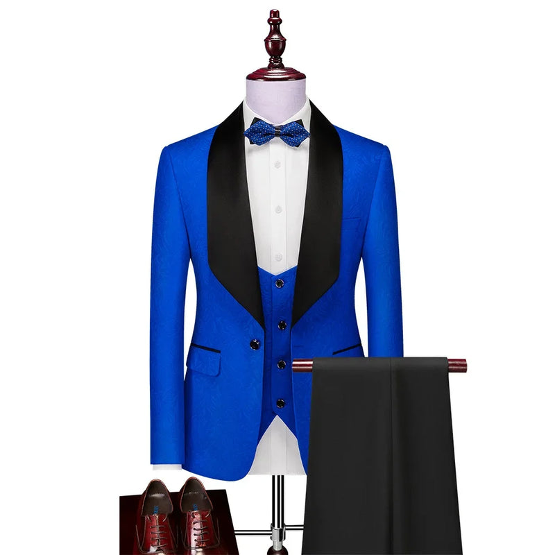 Temperament Slim Fit Men's Business Casual Set Wedding Groom Clothing Set Three Piece Set