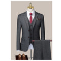 Western Style Three Piece Bridegroom Wedding Dress Korean Version Slim Fitting Autumn and Winter Grey Casual Suit Men's Suit