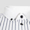 White Button Neck Striped All Cotton Long Sleeved Shirt Fashion Business Casual Contrast Color Contrast Men's Shirt
