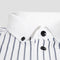 White Button Neck Striped All Cotton Long Sleeved Shirt Fashion Business Casual Contrast Color Contrast Men's Shirt