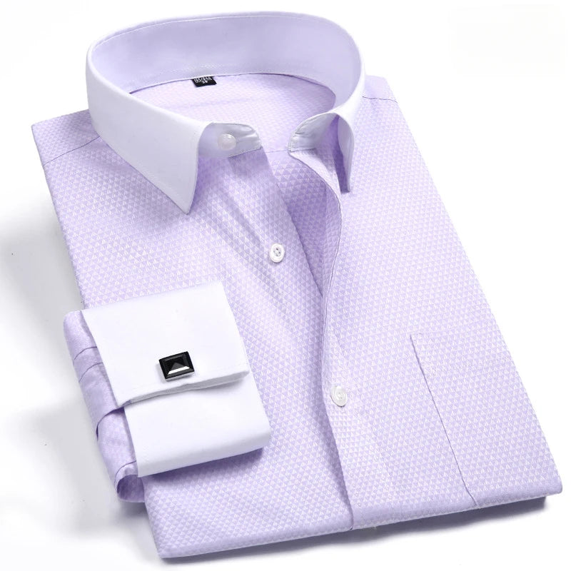 White Shirt Business Men's Long Sleeved Shirt Groom's Cotton Slim Fitting Shirt