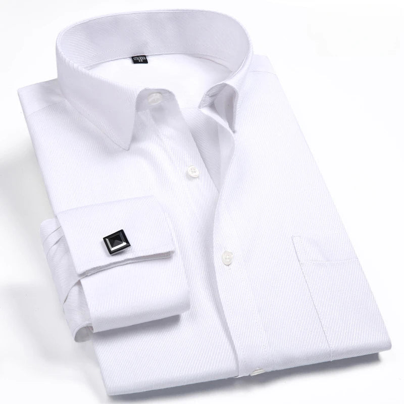White Shirt Business Men's Long Sleeved Shirt Groom's Cotton Slim Fitting Shirt