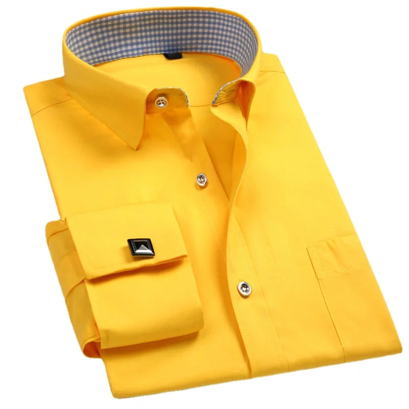 White Shirt Business Men's Long Sleeved Shirt Groom's Cotton Slim Fitting Shirt